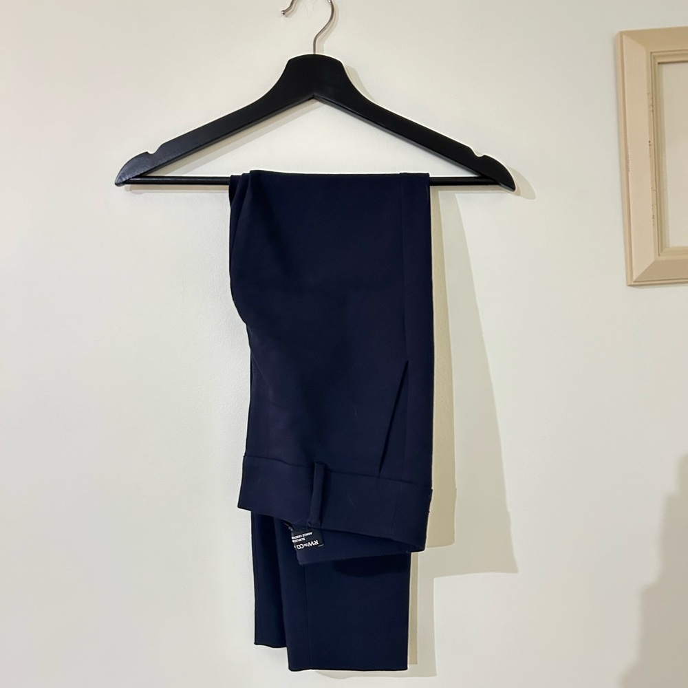 RW&CO Slim Leg Ankle Length Navy Blue Dress Pants Signature Fit | W Size 00